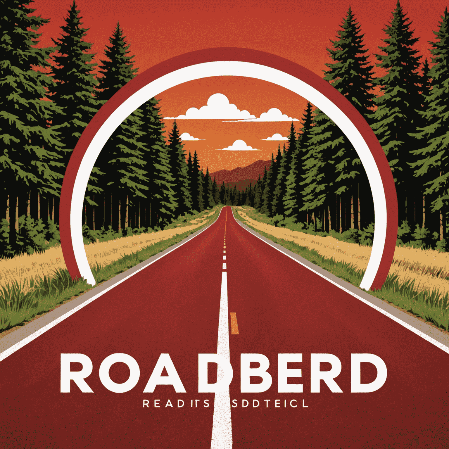 Roadberidd logo - A stylized red road with white text